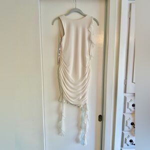 Oh Polly Ivory Iolanda Backless Ruffle Detailing Mini Dress